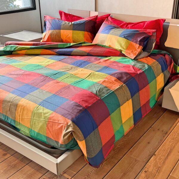 Parure Copripiumino 100% puro cotone una piazza singolo Scotland rosso