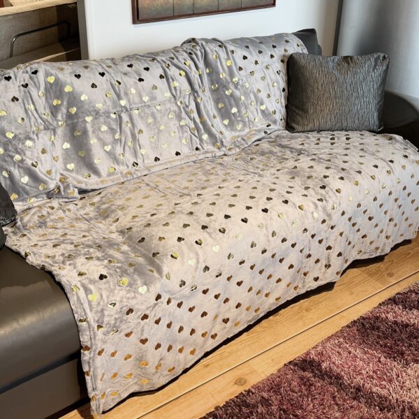 Plaid coperta in morbida e calda microfibra per divano o letto una piazza singola 160x210 Cuori
