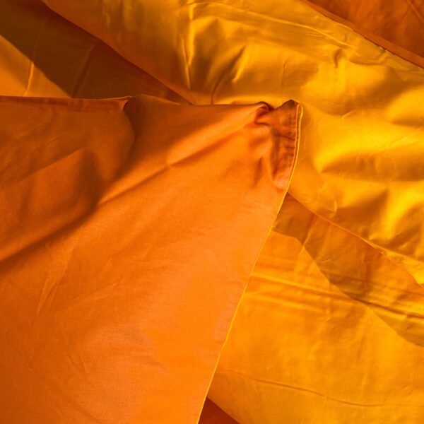 Parure Copripiumino 100% puro cotone matrimoniale Double Face Arancio e Giallo Sole