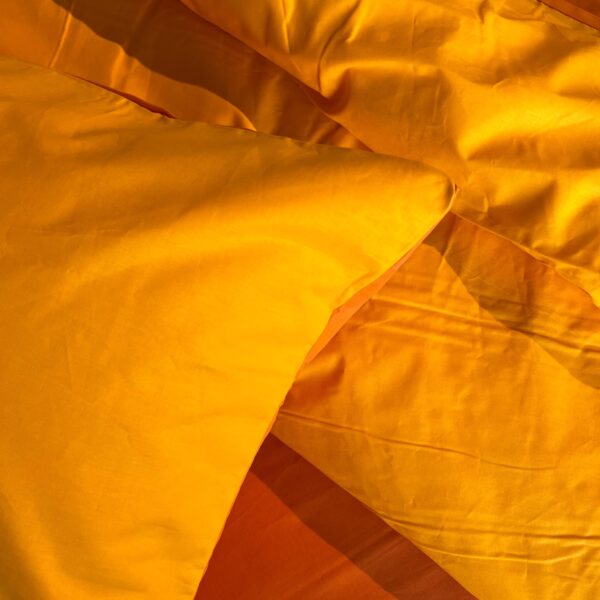 Parure Copripiumino 100% puro cotone matrimoniale Double Face Arancio e Giallo Sole