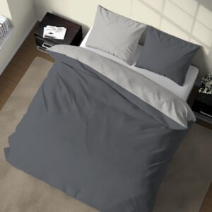 Parure Copripiumino 100% puro cotone matrimoniale Double Face Blu Notte Avio
