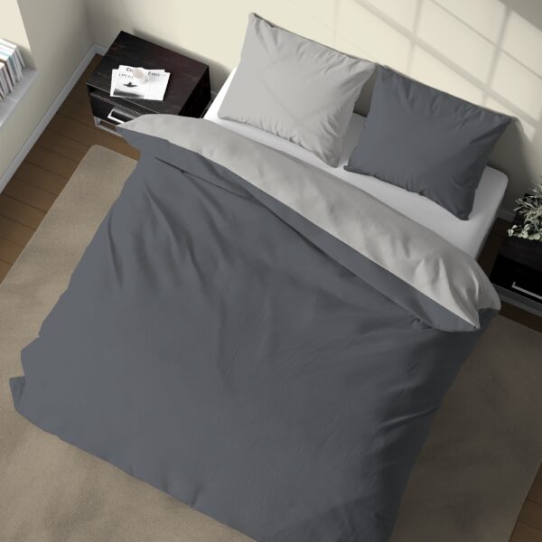 Parure Copripiumino 100% puro cotone matrimoniale Double Face Blu Notte Avio