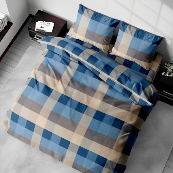 Parure Copripiumino 100% puro cotone matrimoniale Scotland blu