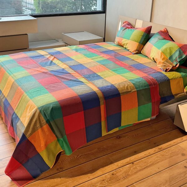 Completo Lenzuola per letto 100% puro Cotone made in Italy una piazza e mezza Scotland rosso