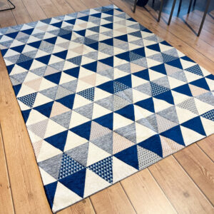 Tappeto e passatoia ciniglia lavabile antiscivolo Triangoli Blu