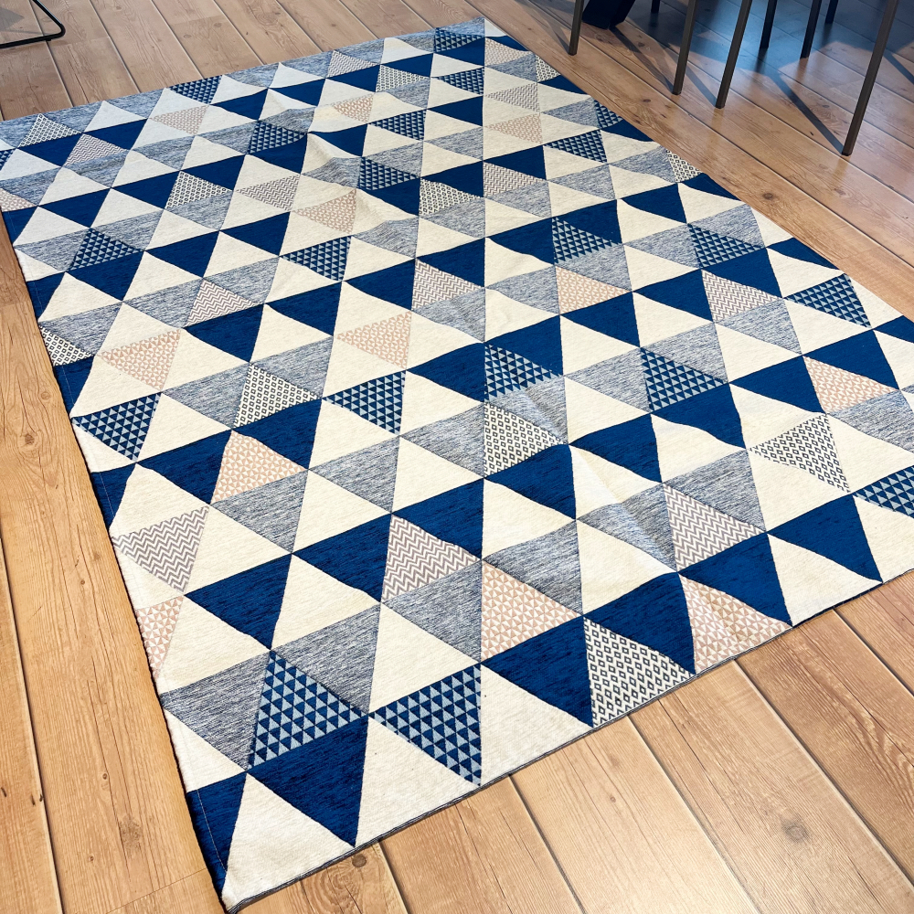 Tappeto e passatoia ciniglia lavabile antiscivolo Triangoli Blu Tappeto e passatoia ciniglia lavabile antiscivolo Triangoli Blu