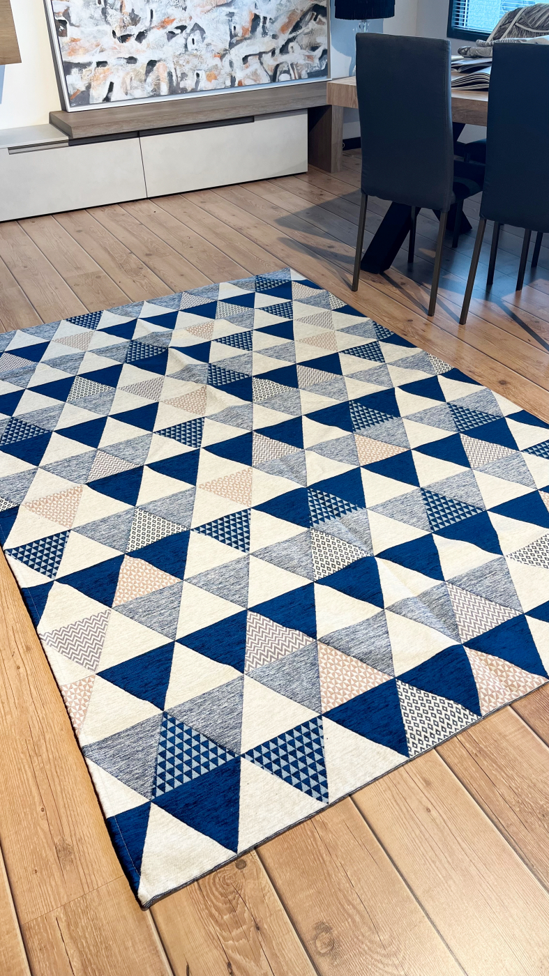 Tappeto e passatoia ciniglia lavabile antiscivolo Triangoli Blu Tappeto e passatoia ciniglia lavabile antiscivolo Triangoli Blu