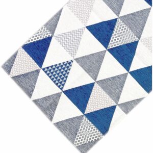 Tappeto e passatoia ciniglia lavabile antiscivolo Triangoli Blu