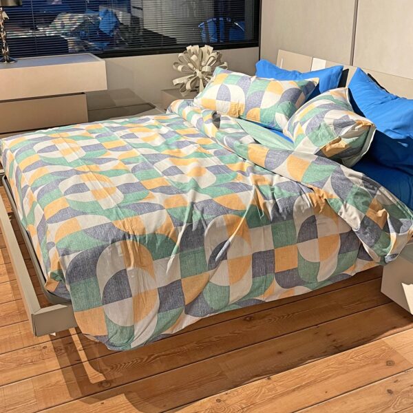 Parure Copripiumino 100% puro cotone made in Italy una piazza e mezza Geopop Verde Blu