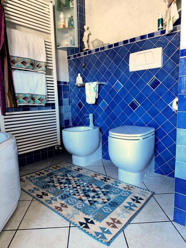Tappeto e passatoia ciniglia lavabile antiscivolo Kilim Azzurro
