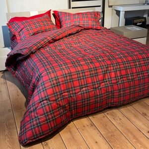 Trapunta Piumone invernale prodotto made in Italy Kilt Rosso scozzese