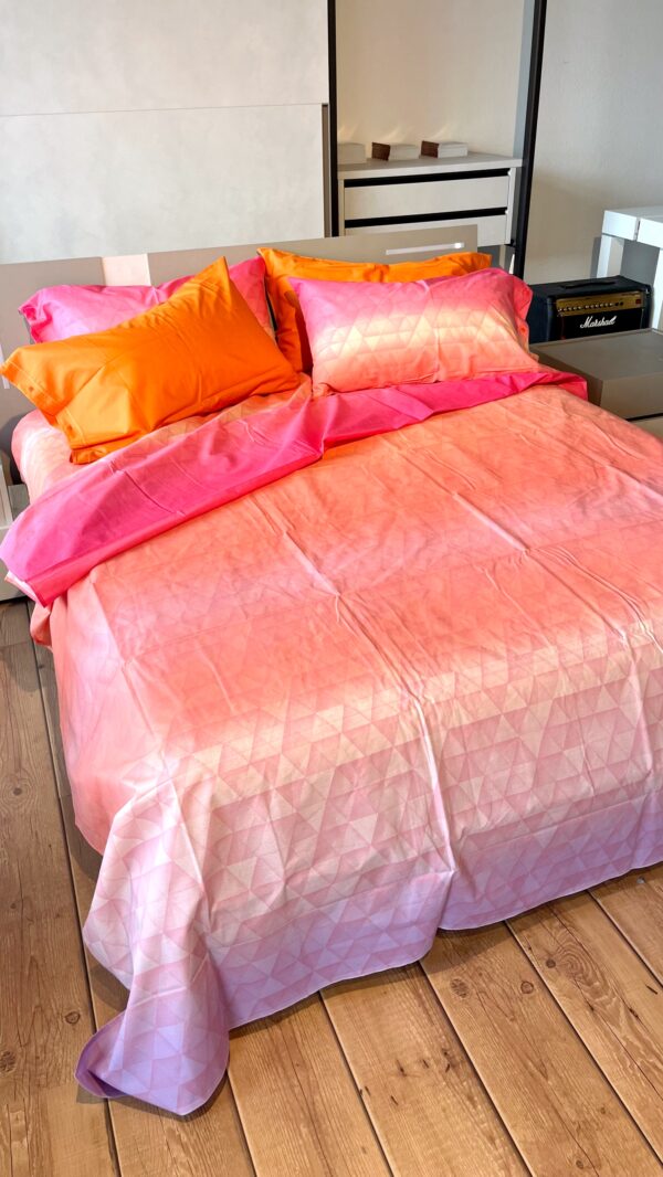 Completo Lenzuola per letto 100% puro Cotone made in Italy matrimoniale Degradè Rosa