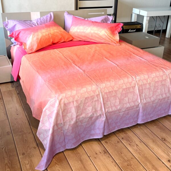 Completo Lenzuola per letto 100% puro Cotone made in Italy matrimoniale Degradè Rosa