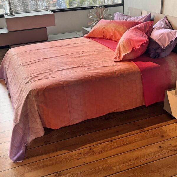 Completo Lenzuola per letto 100% puro Cotone made in Italy matrimoniale Degradè Rosa