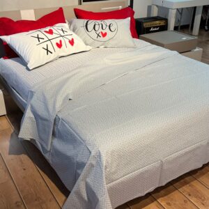 Completo Lenzuola per letto 100% puro Cotone made in Italy matrimoniale Happy Love TRIS