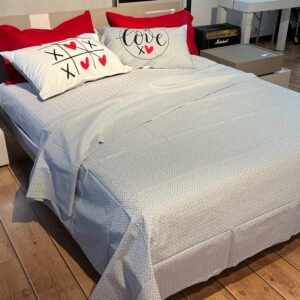 Completo Lenzuola per letto 100% puro Cotone made in Italy matrimoniale Happy Love