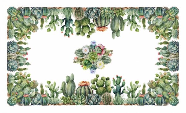 Tovaglia 100% puro cotone in stampa digitale Cactus 6 posti 150x180