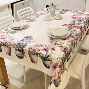 Tovaglia 100% puro cotone in stampa digitale Orchidee 6 posti 150x180