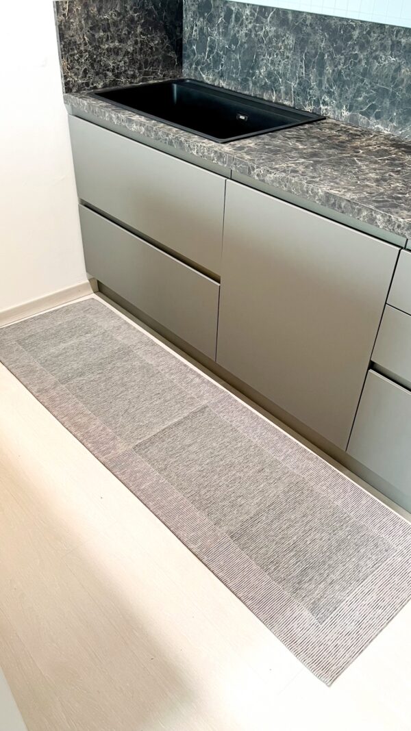 Tappeto passatoia ciniglia lavabile antiscivolo Righe Grigio Perla