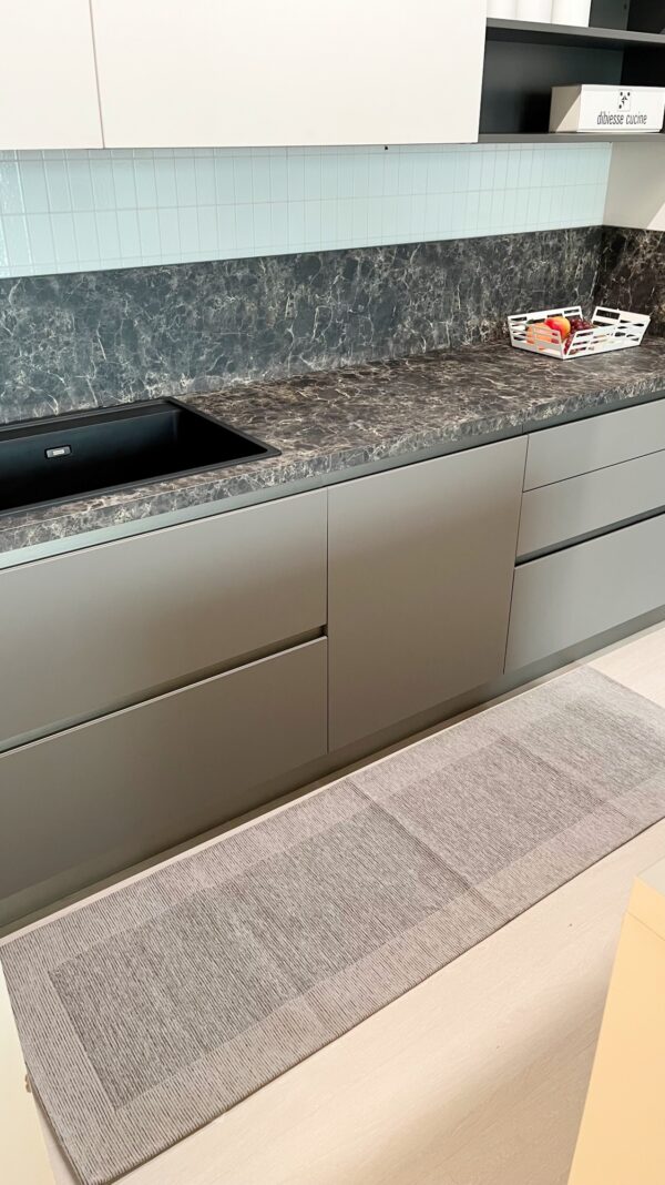 Tappeto passatoia ciniglia lavabile antiscivolo Righe Grigio Perla
