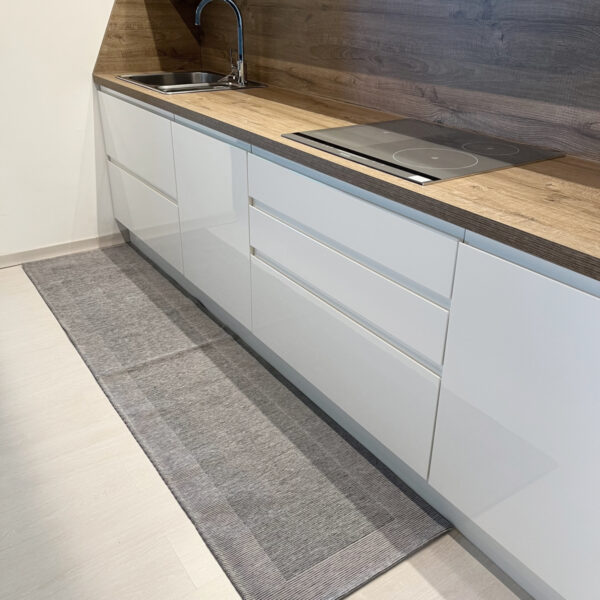 Tappeto passatoia ciniglia lavabile antiscivolo Righe Grigio Perla