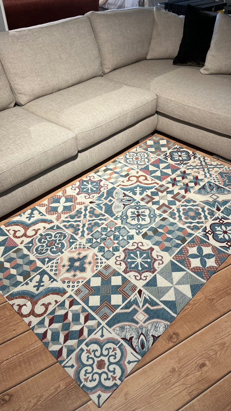 Tappeto e passatoia ciniglia lavabile antiscivolo Maioliche Azzurro Topazio Tappeto e passatoia ciniglia lavabile antiscivolo Maioliche Azzurro Topazio