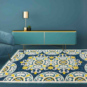 Tappeto passatoia ciniglia lavabile antiscivolo Andalusia Azzurro