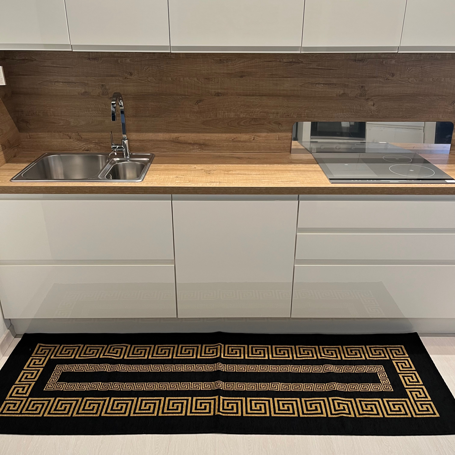 Tappeto ciniglia lavabile antiscivolo Atene Nero Oro Tappeto ciniglia lavabile antiscivolo Atene Nero Oro