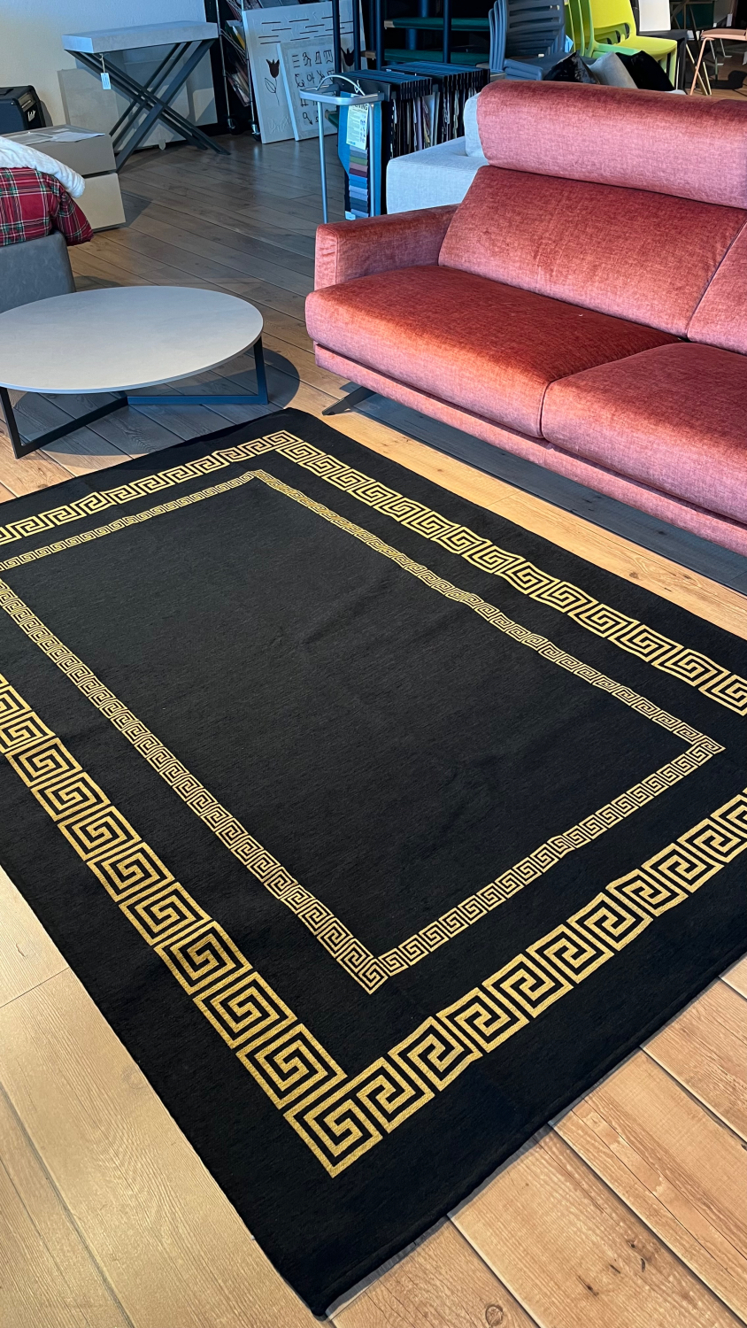 Tappeto ciniglia lavabile antiscivolo Atene Nero Oro Tappeto ciniglia lavabile antiscivolo Atene Nero Oro