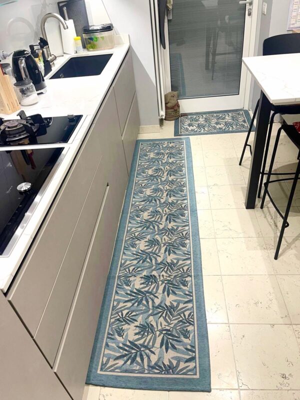 Tappeto e passatoia ciniglia lavabile antiscivolo Vienna Azzurro
