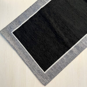 Tappeto e passatoia ciniglia lavabile antiscivolo Tinta Unita Nero bordo grigio