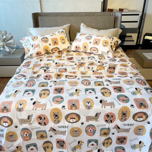 Completo Lenzuola per letto 100% puro Cotone made in Italy matrimoniale Doggy
