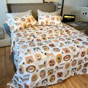 Completo Lenzuola per letto 100% puro Cotone made in Italy matrimoniale Doggy
