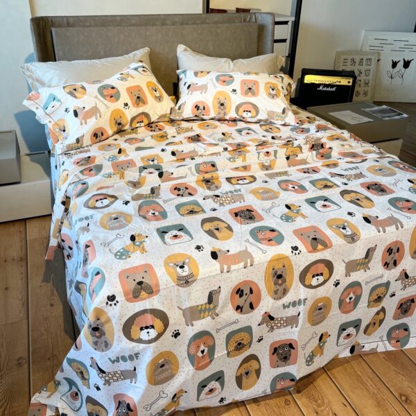 Completo Lenzuola per letto 100% puro Cotone made in Italy matrimoniale Doggy