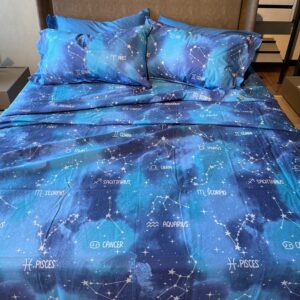Completo Lenzuola per letto 100% puro Cotone made in Italy matrimoniale Notte Stellata