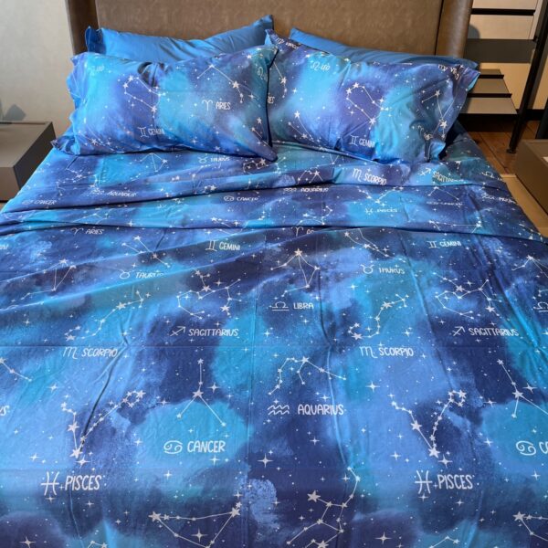 Completo Lenzuola per letto 100% puro Cotone made in Italy matrimoniale Notte Stellata