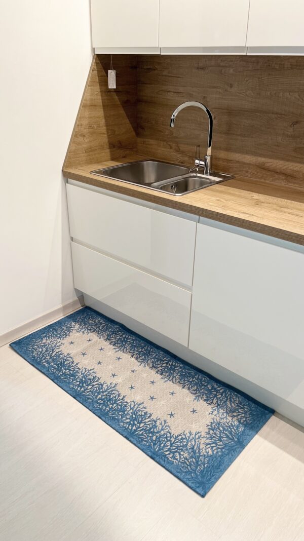 Tappeto passatoia ciniglia lavabile antiscivolo Corallo Blu
