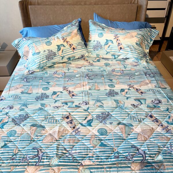 Completo Lenzuola per letto 100% puro Cotone made in Italy matrimoniale Stella Marina