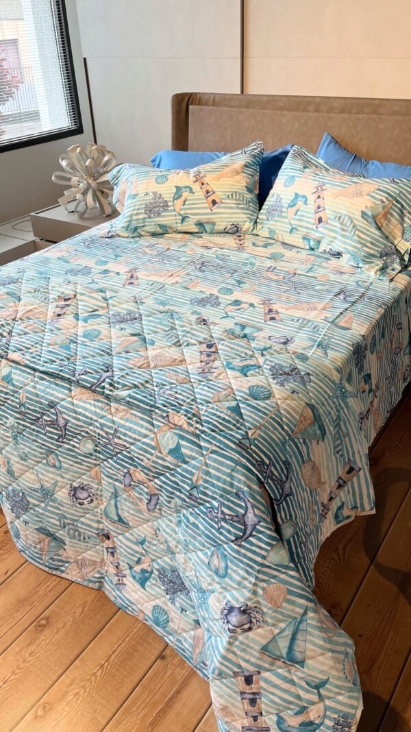 Completo Lenzuola per letto 100% puro Cotone made in Italy matrimoniale Stella Marina