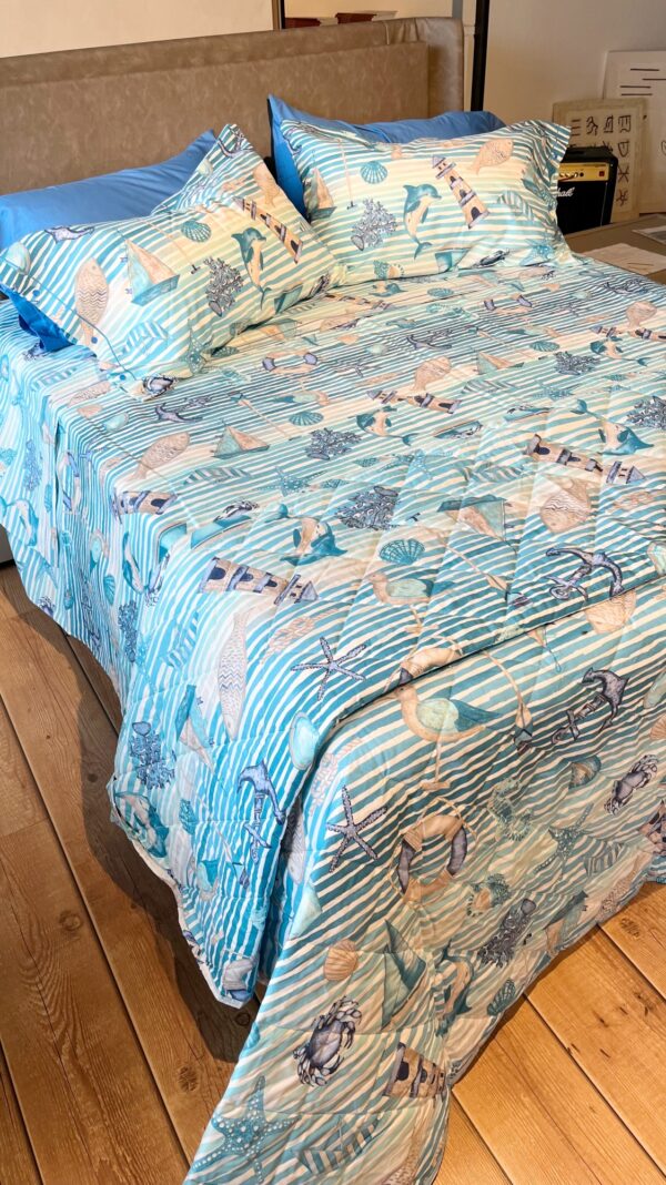 Completo Lenzuola per letto 100% puro Cotone made in Italy matrimoniale Stella Marina