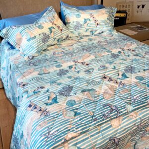 Completo Lenzuola per letto 100% puro Cotone made in Italy matrimoniale Stella Marina
