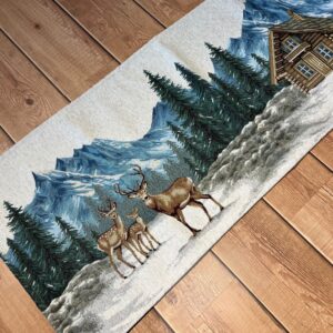 Tappeto in ciniglia lavabile antiscivolo 57X85 Cervi in Montagna