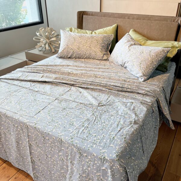 Completo Lenzuola per letto 100% puro Cotone matrimoniale Pois beige