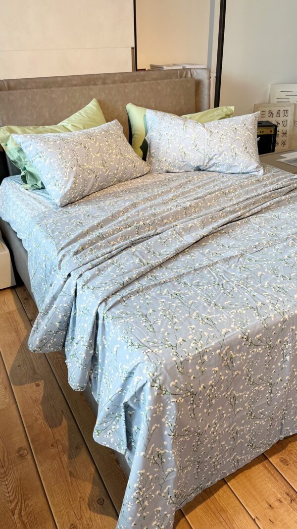 Completo Lenzuola per letto 100% puro Cotone matrimoniale Pois beige
