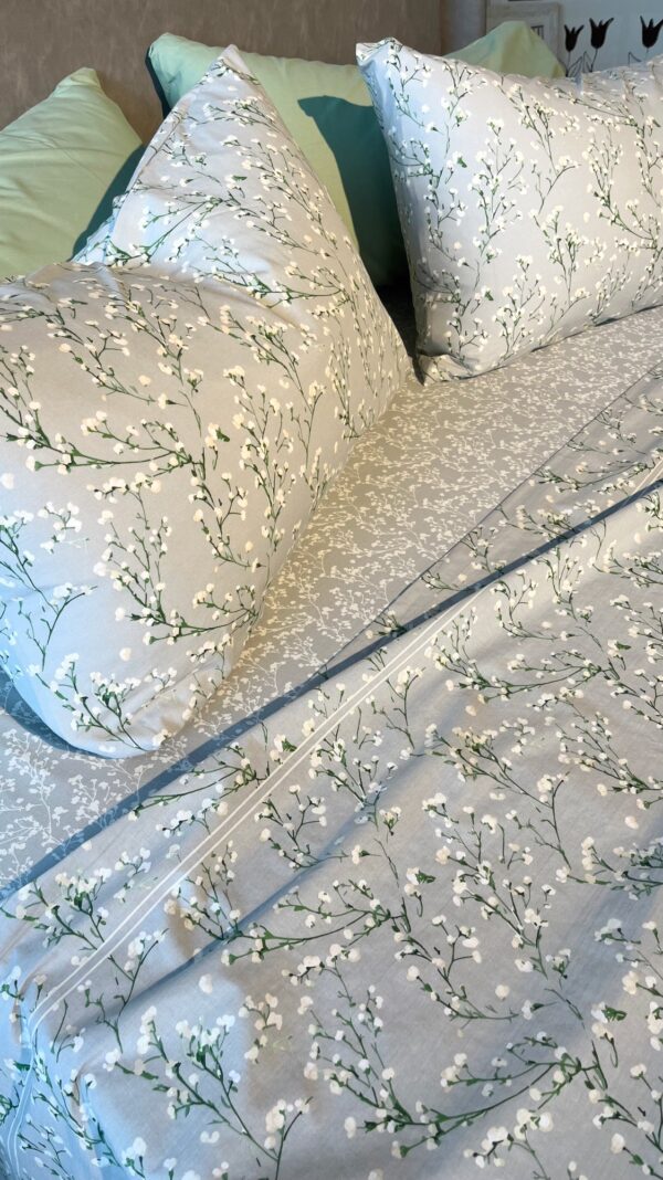 Completo Lenzuola per letto 100% puro Cotone matrimoniale Pois beige