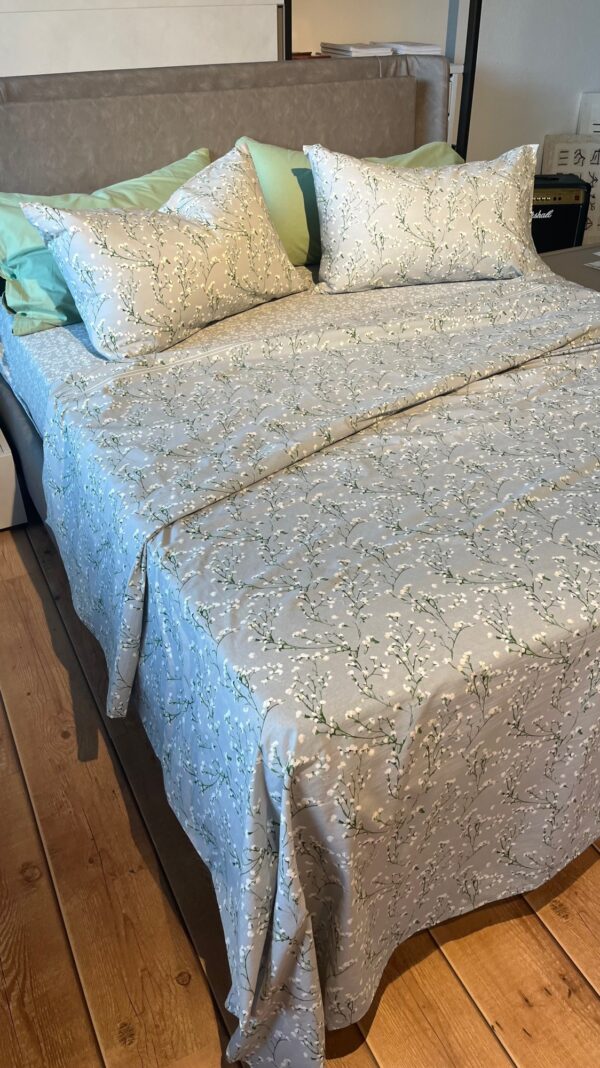 Completo Lenzuola per letto 100% puro Cotone matrimoniale Pois beige