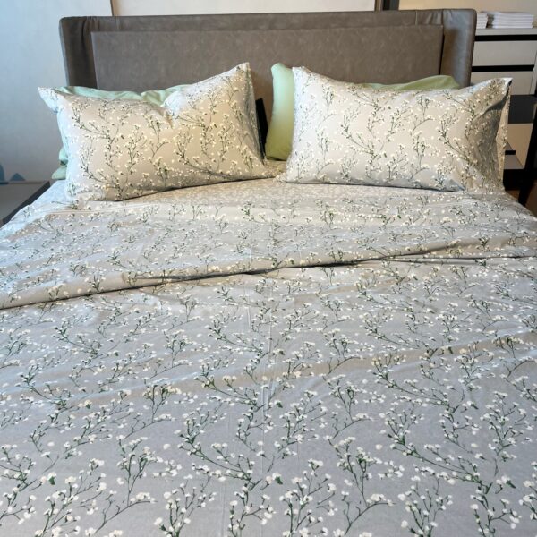 Completo Lenzuola per letto 100% puro Cotone matrimoniale Pois beige