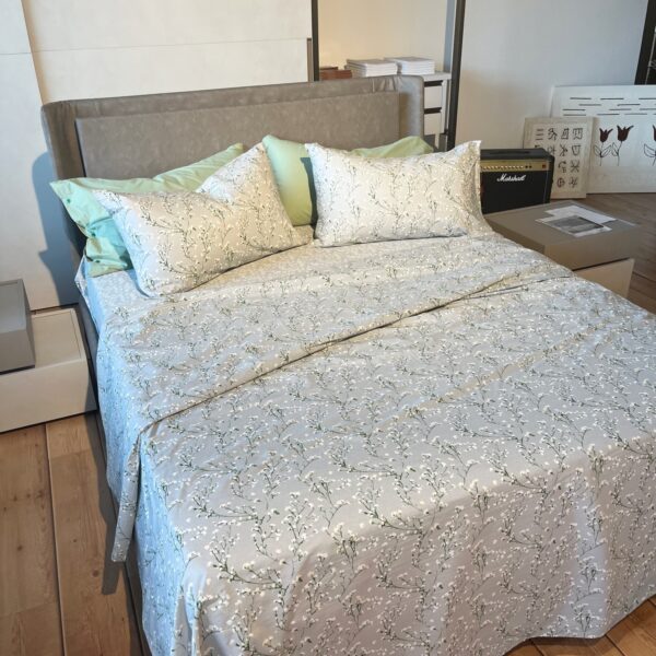 Completo Lenzuola per letto 100% puro Cotone matrimoniale Pois beige