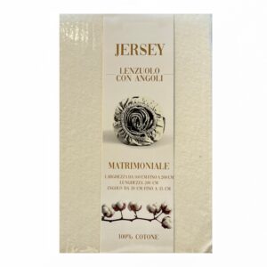 Lenzuolo sotto con Angoli in Jersey di Cotone matrimoniale Bianco