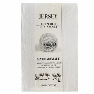 Lenzuolo sotto con Angoli in Jersey di Cotone matrimoniale Bianco